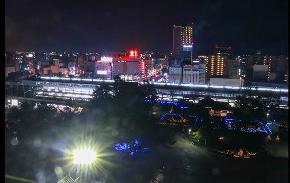 福山城　天守閣　最上階　夜景