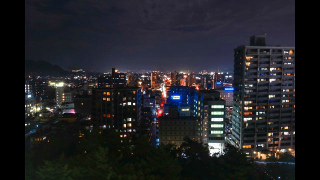 福山城　天守閣　最上階　　　夜景